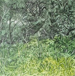 acrylic painting enhanted forest